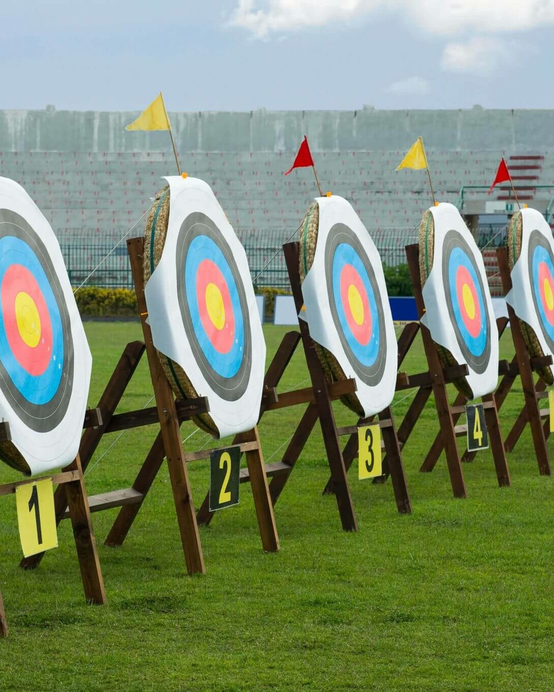 Archery targets on grass from team building event