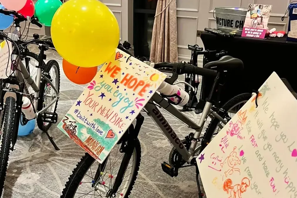 Charity bike build colourful bike
