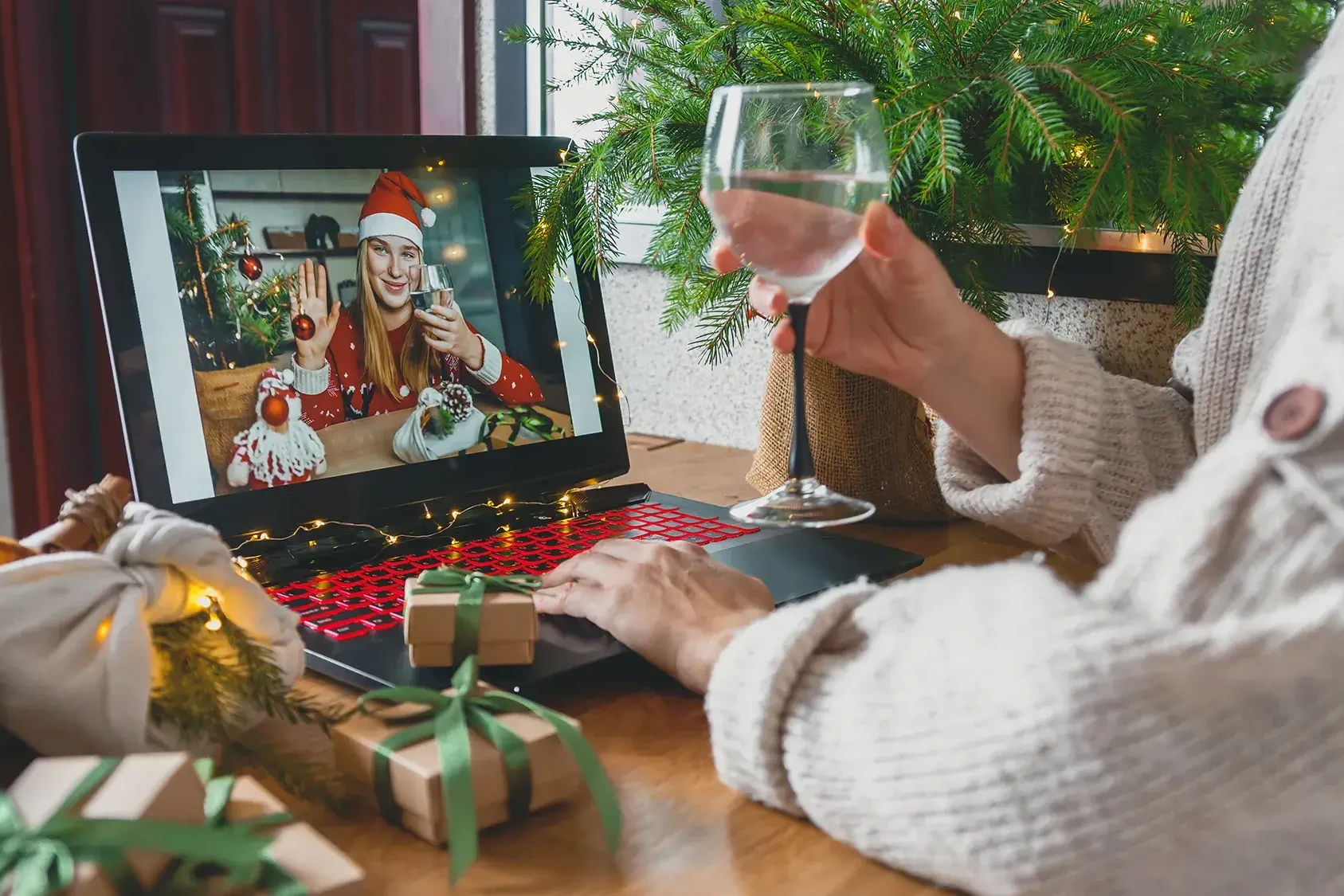 Virtual Christmas party team building event on online call