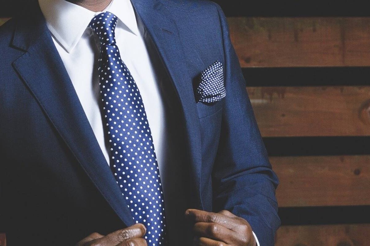 Close up of man in smart suit and tie