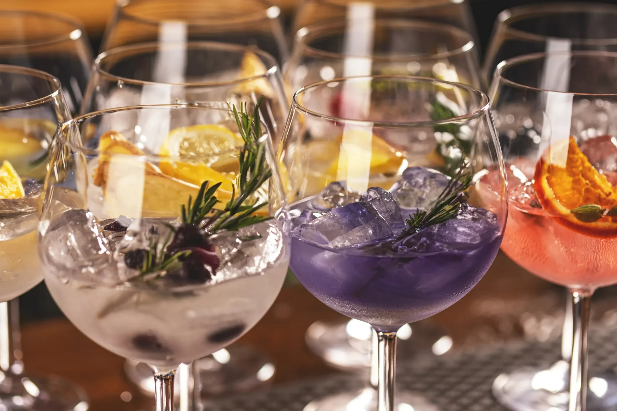 Different variations of gin
