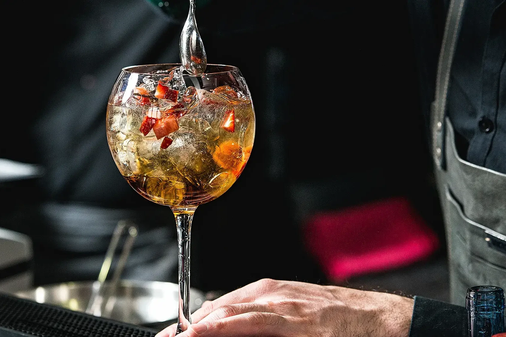Stirring a gin cocktail