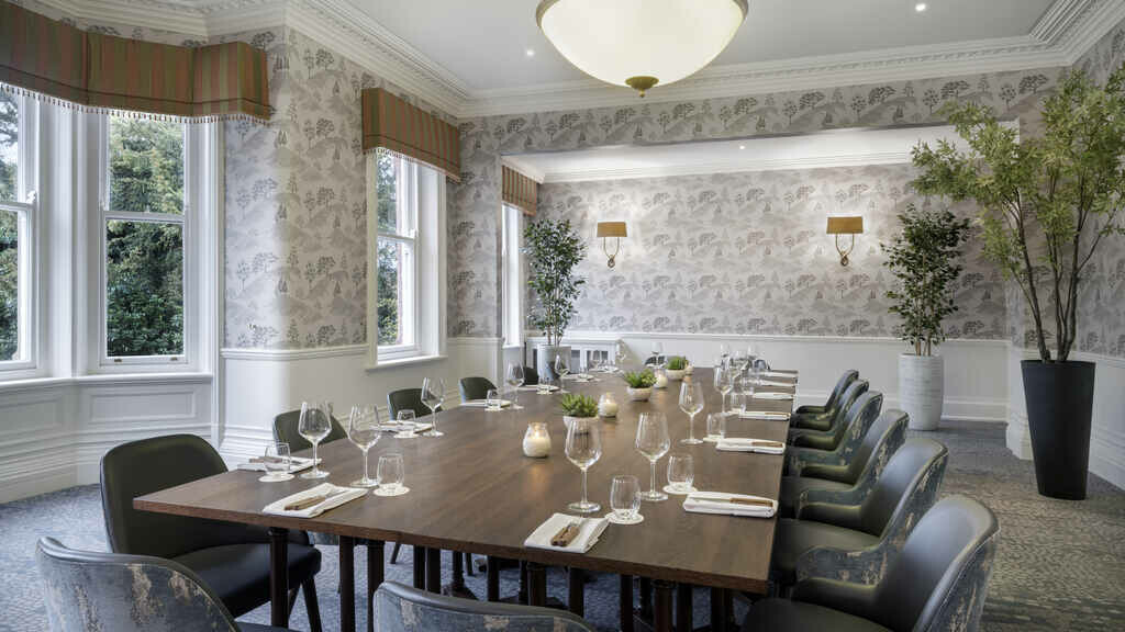Image of a large boardroom table at the Delta hotels by Marriott Preston