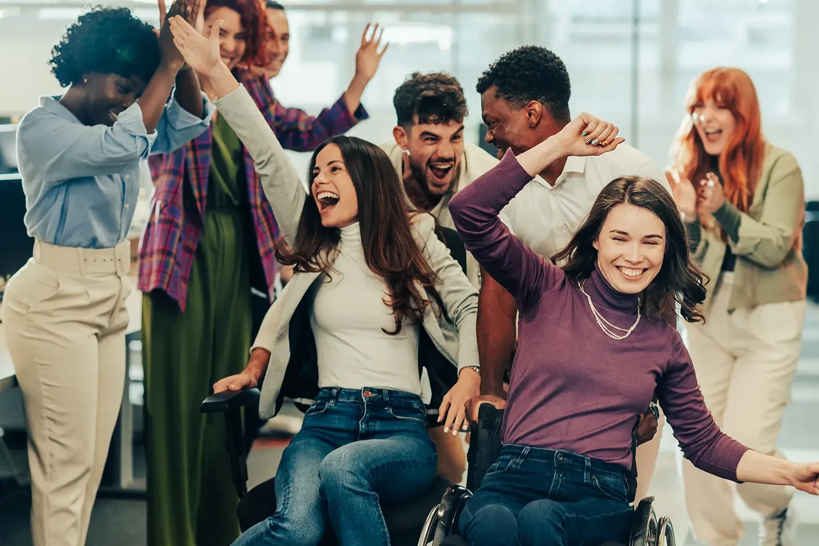 Team having fun during office team building activities