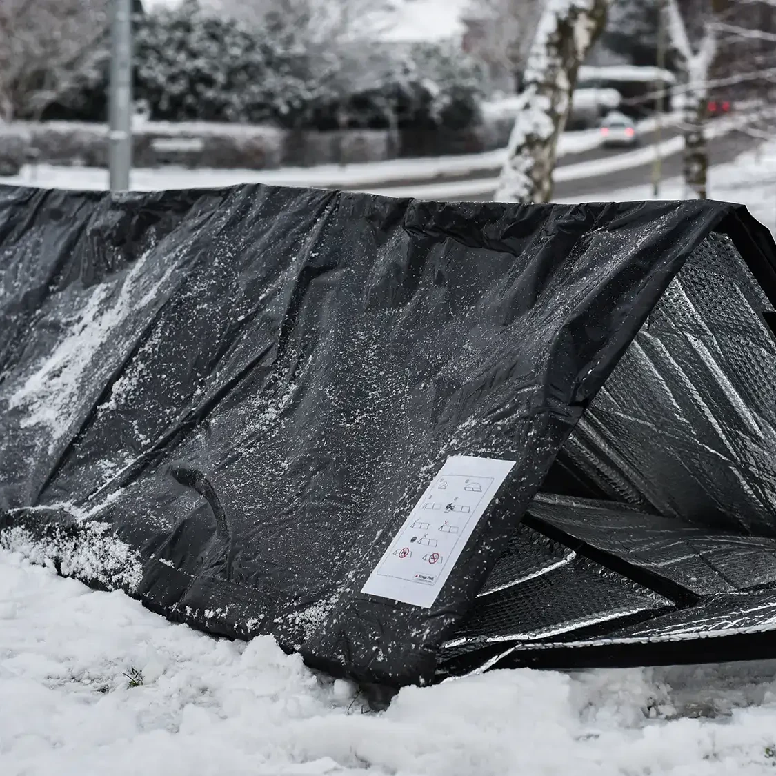 Sleep Pod on snowy street