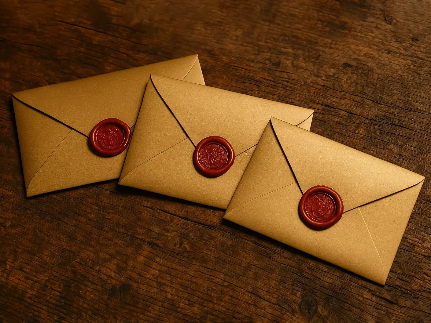 Virtual Master of the Tasks golden envelopes on the table