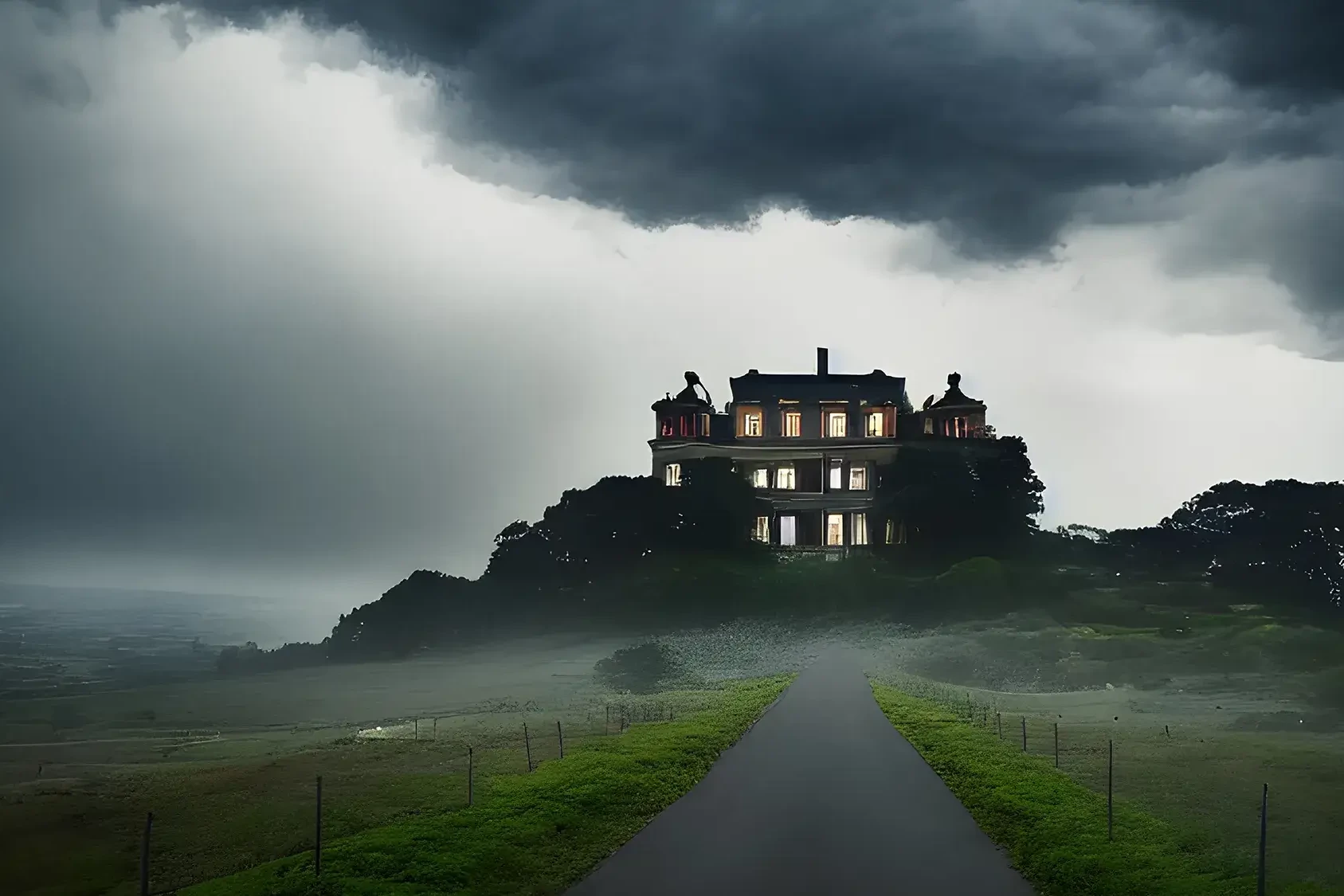 Creepy manor house in virtual murder mystery team building event