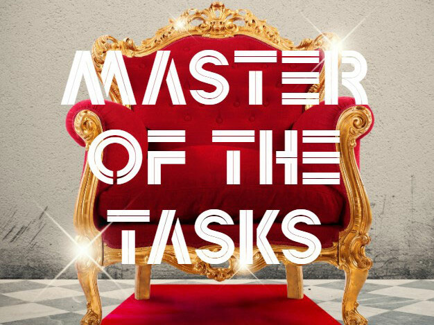 A red and gold throne from the Master of the Tasks team building event