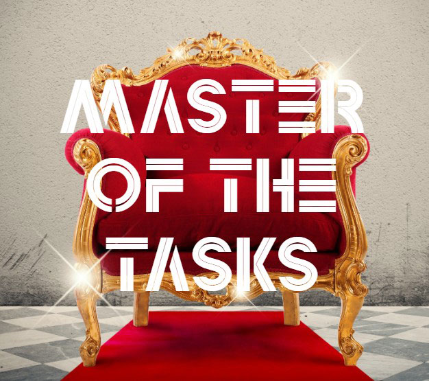 A red and gold throne from the Master of the Tasks team building event