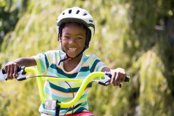 Boy riding a bike