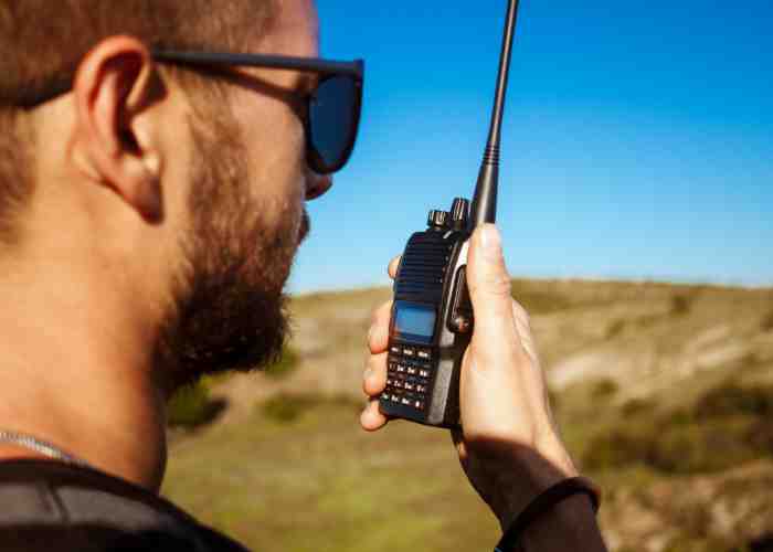 Social Distance Team Building Man on Walkie Talkie