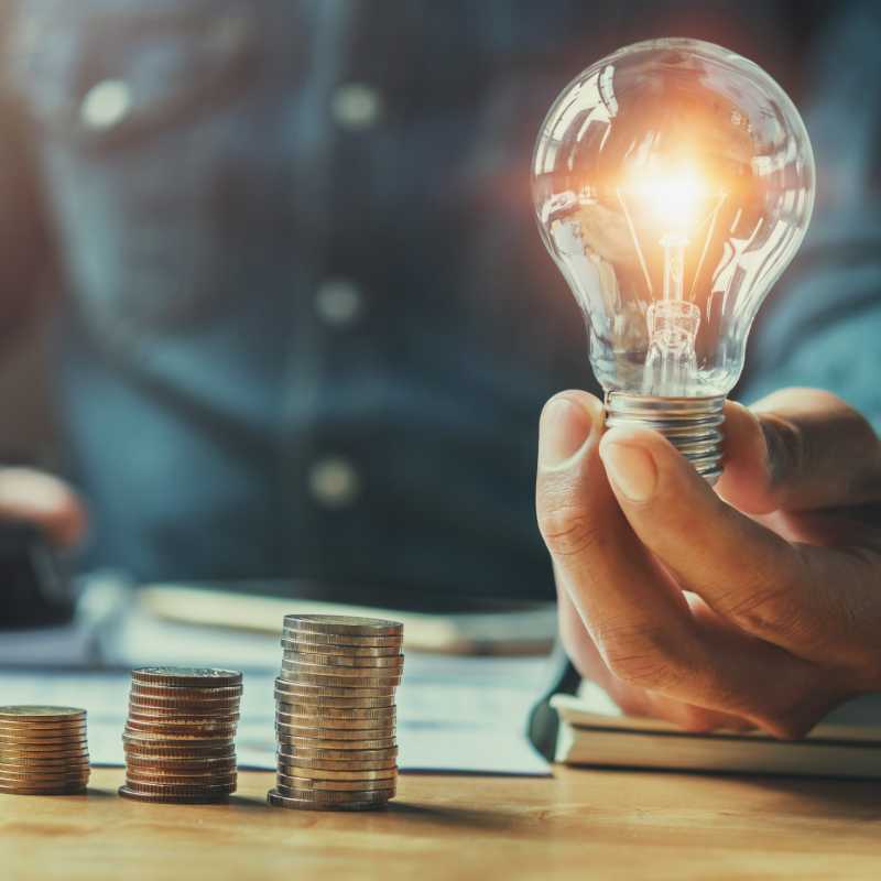 Virtual Dragons Den Idea Lightbulb & Money